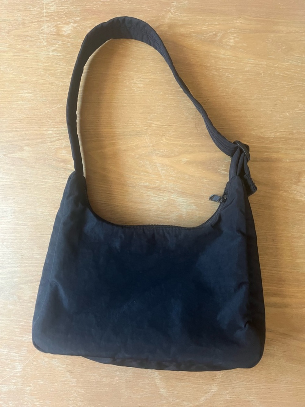 Baggu Black Nylon Adjustable Strap Zip Shoulder Bag Sustainable Minimalist Y2K